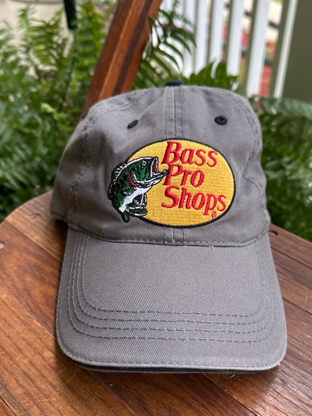 Bass Pro Shops Gray Cap with Yellow Oval Logo and Fish